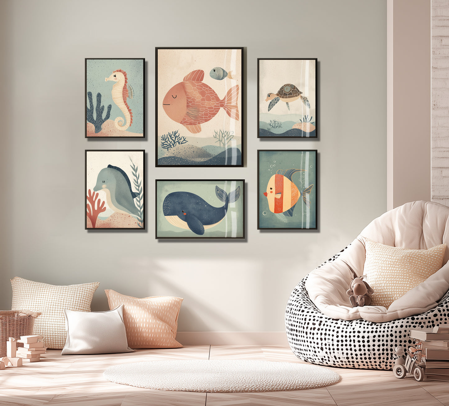 Animal set with Frame & Glass Cover