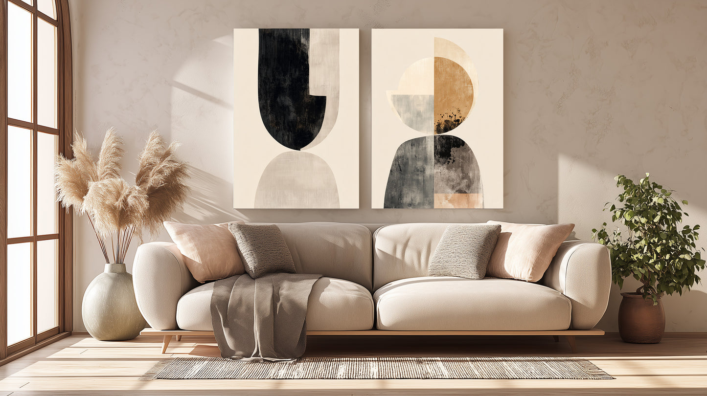 abstract canvas printed double tableau