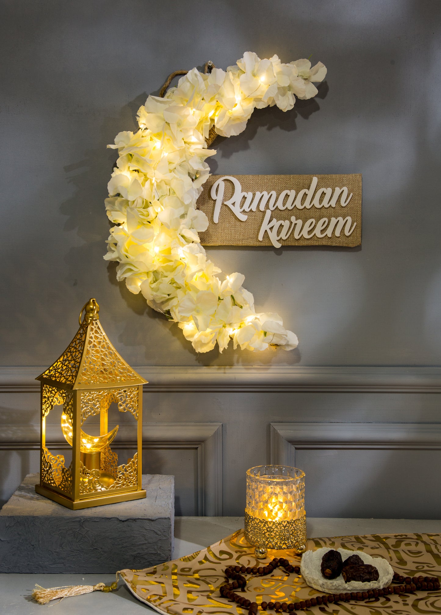 Crescent of Ramadan off white color