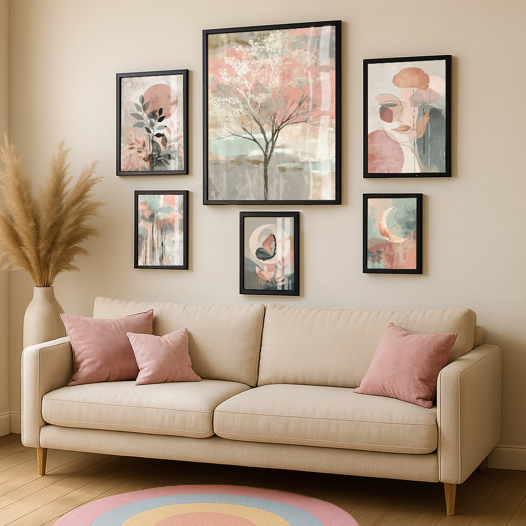 Pink Collection with Black Frame & Glass Cover