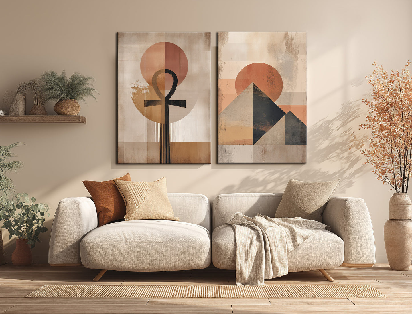 Ancient Egypt canvas printed double tableau