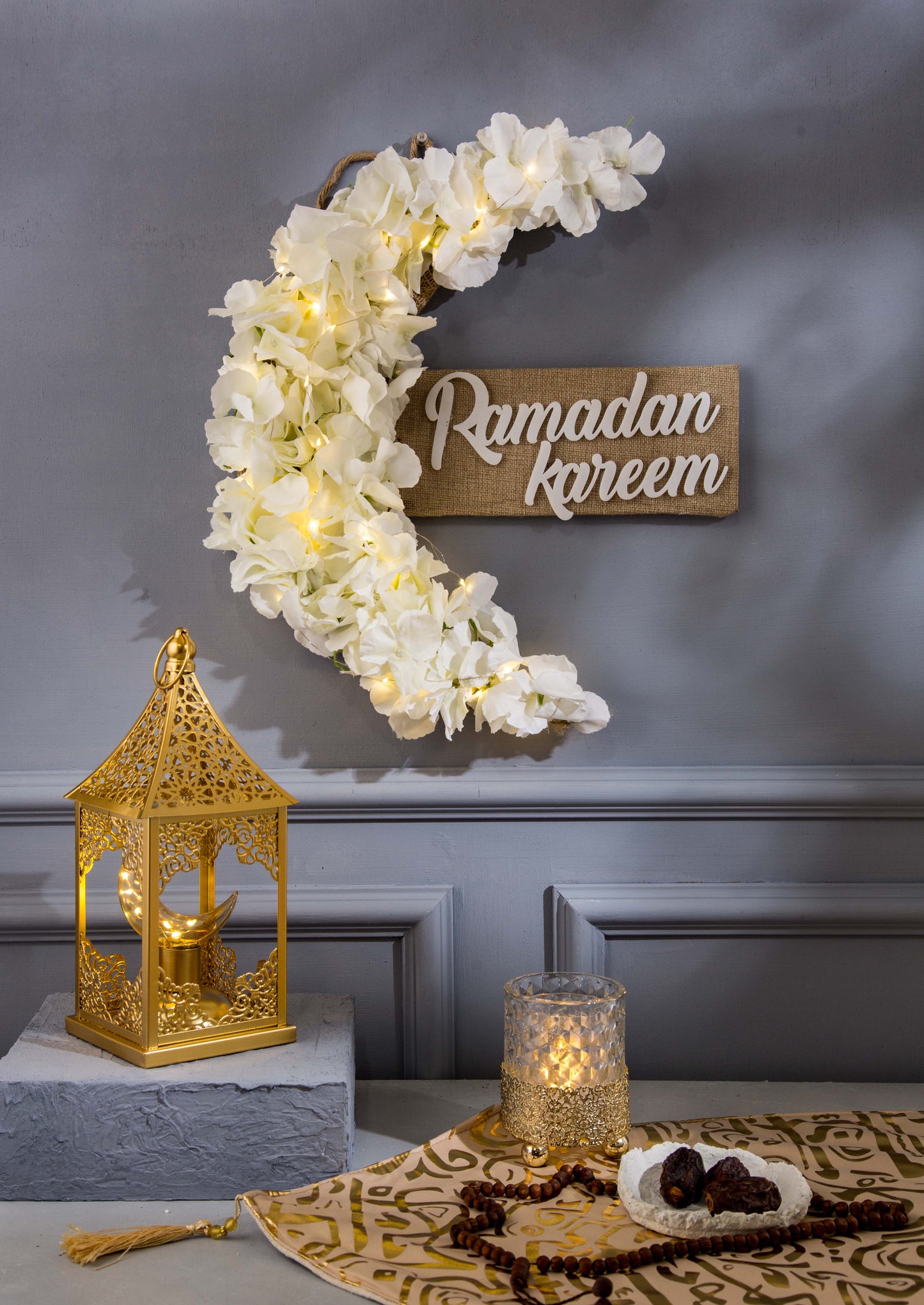Crescent of Ramadan off white color