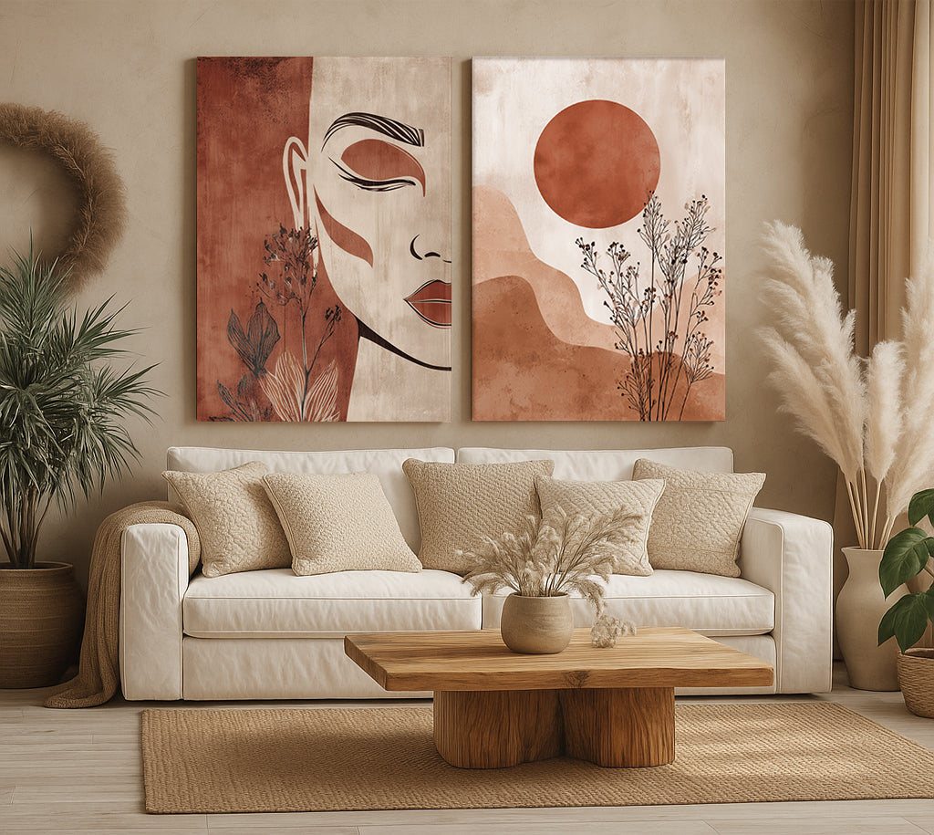 boho canvas printed double tableau