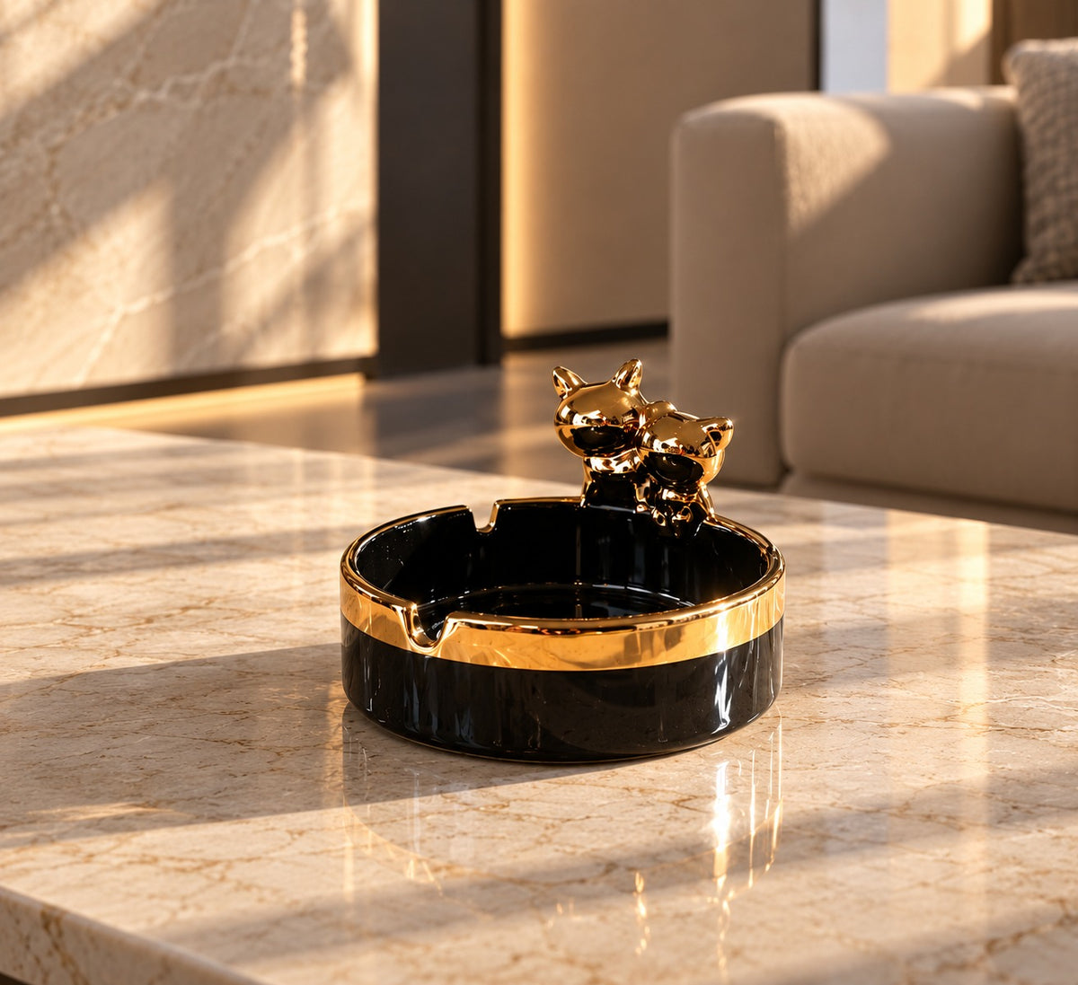 Golden Cats Ashtray
