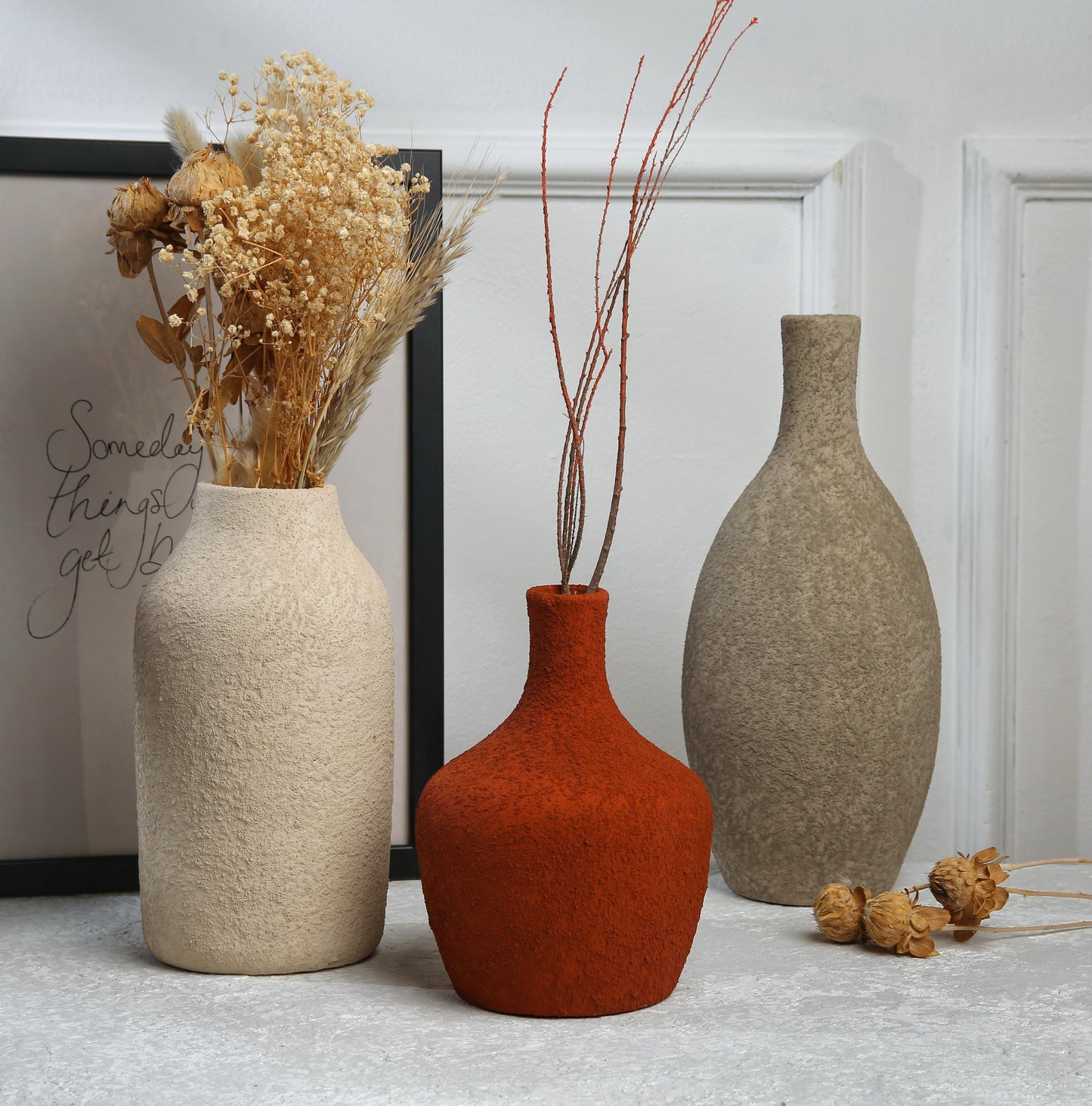 3 colors Pottery vases set