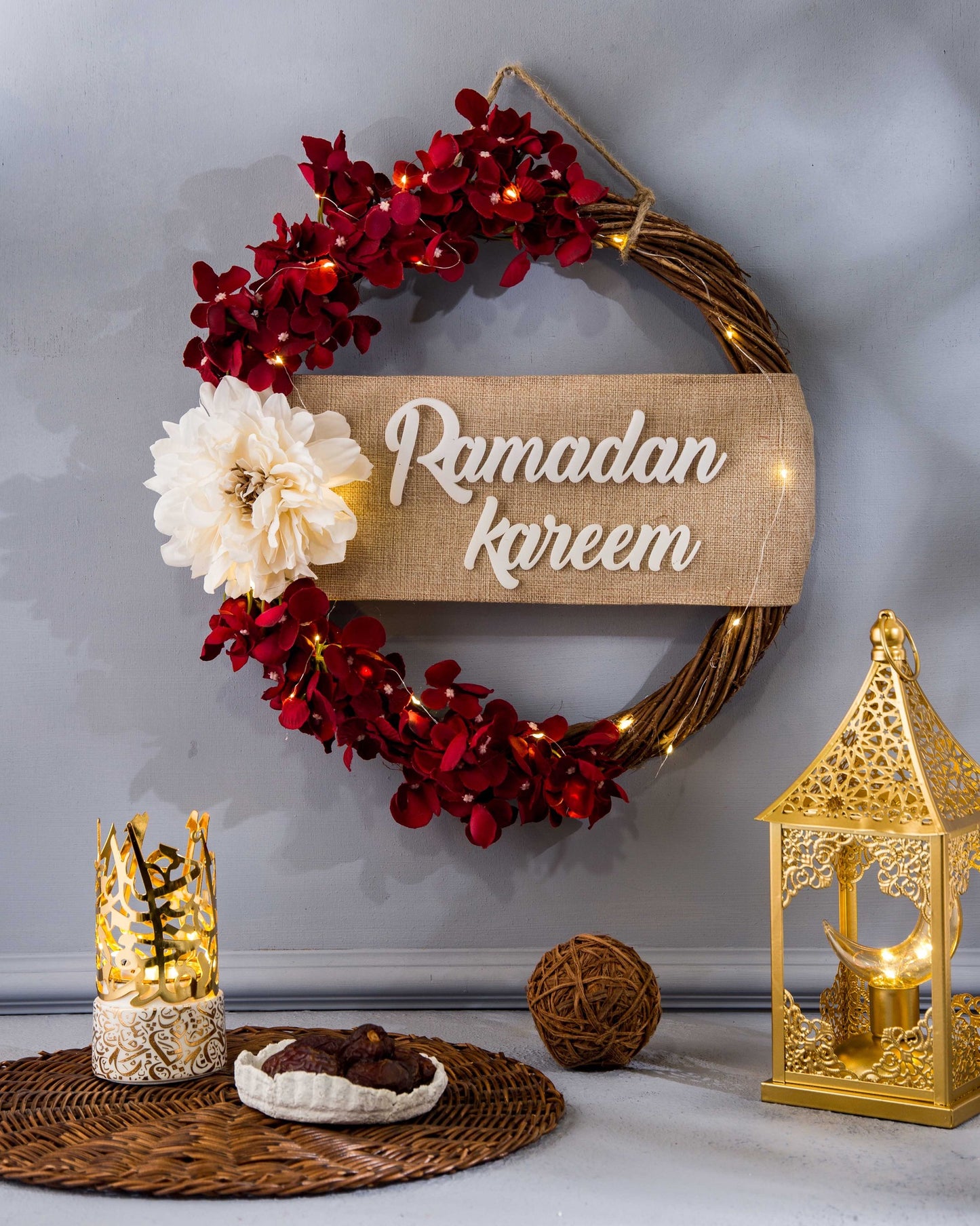 light Wreath for Ramadan (dark red color)