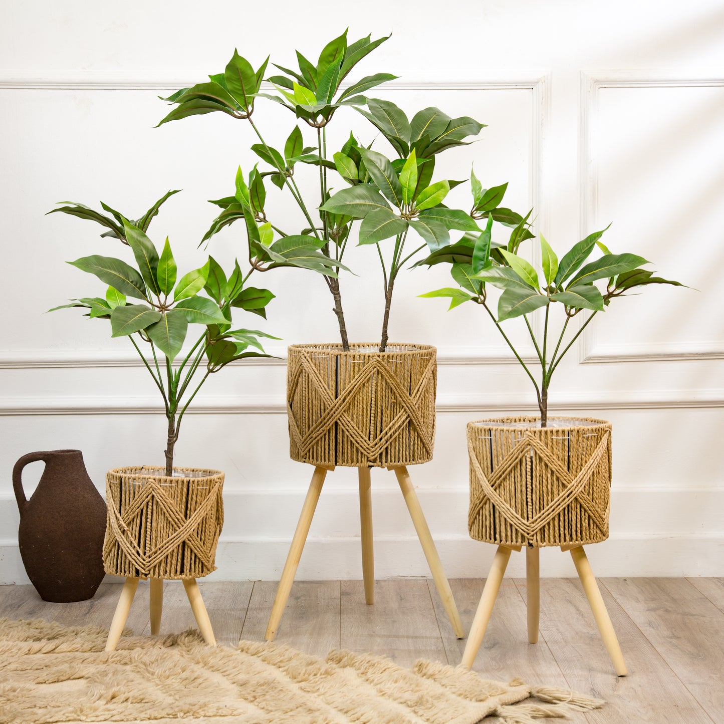 rattan standing planter