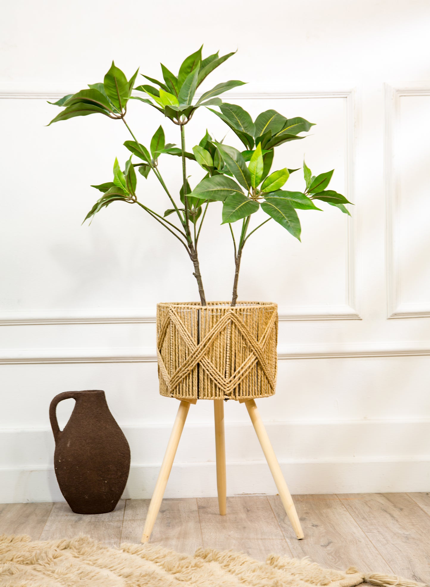 rattan standing planter