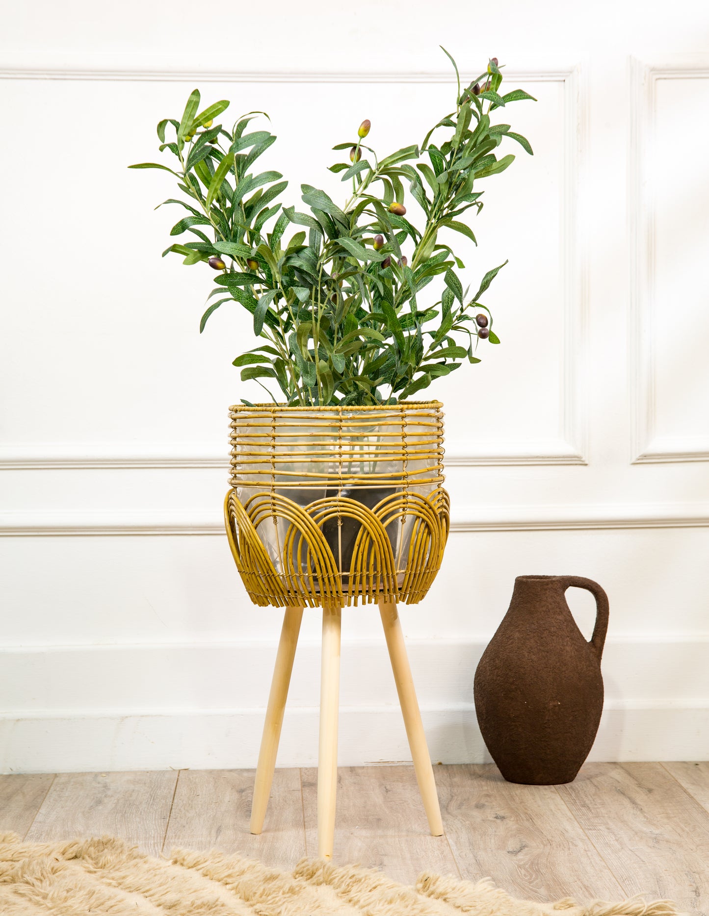 rattan standing planter