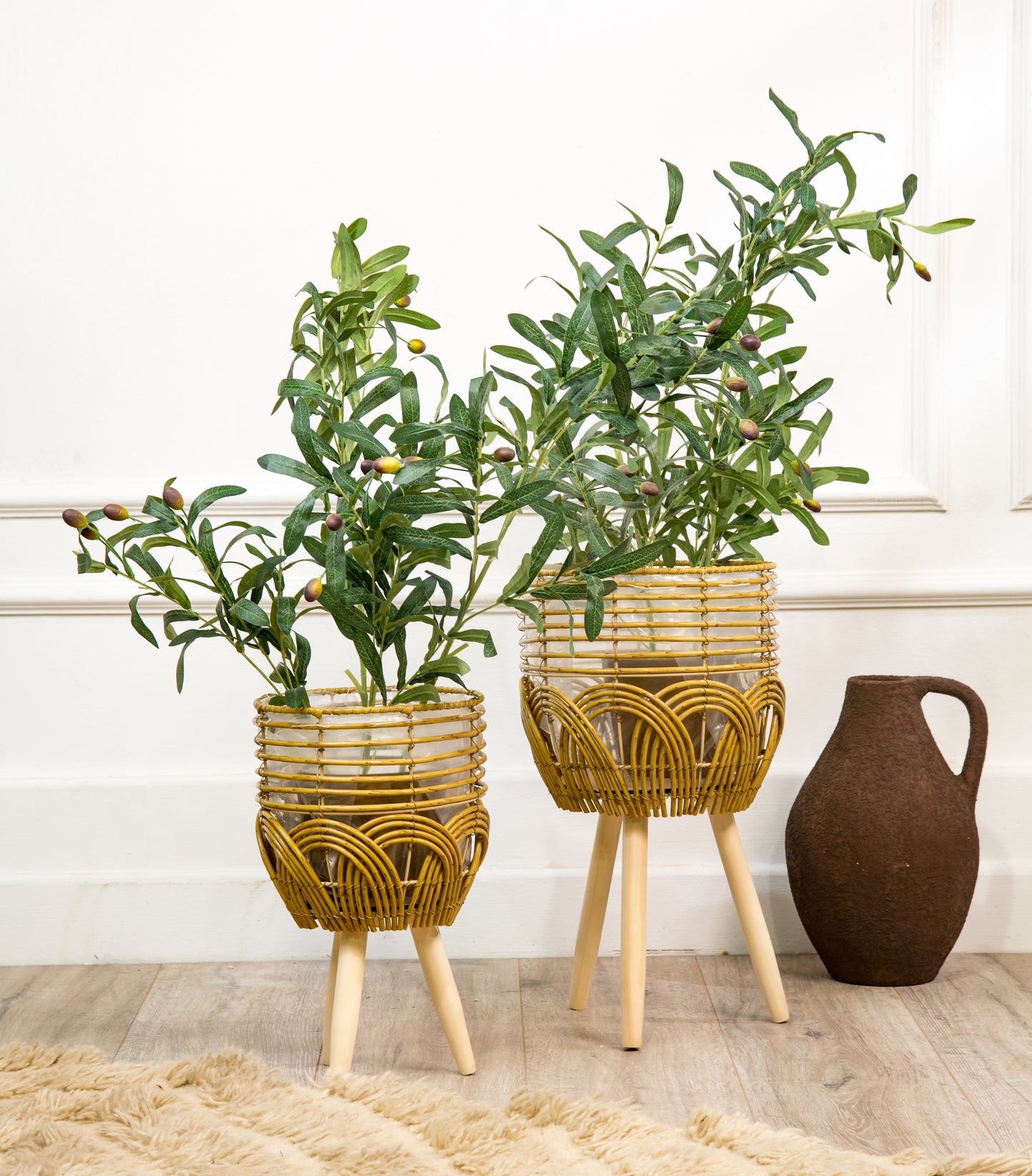 rattan standing planter