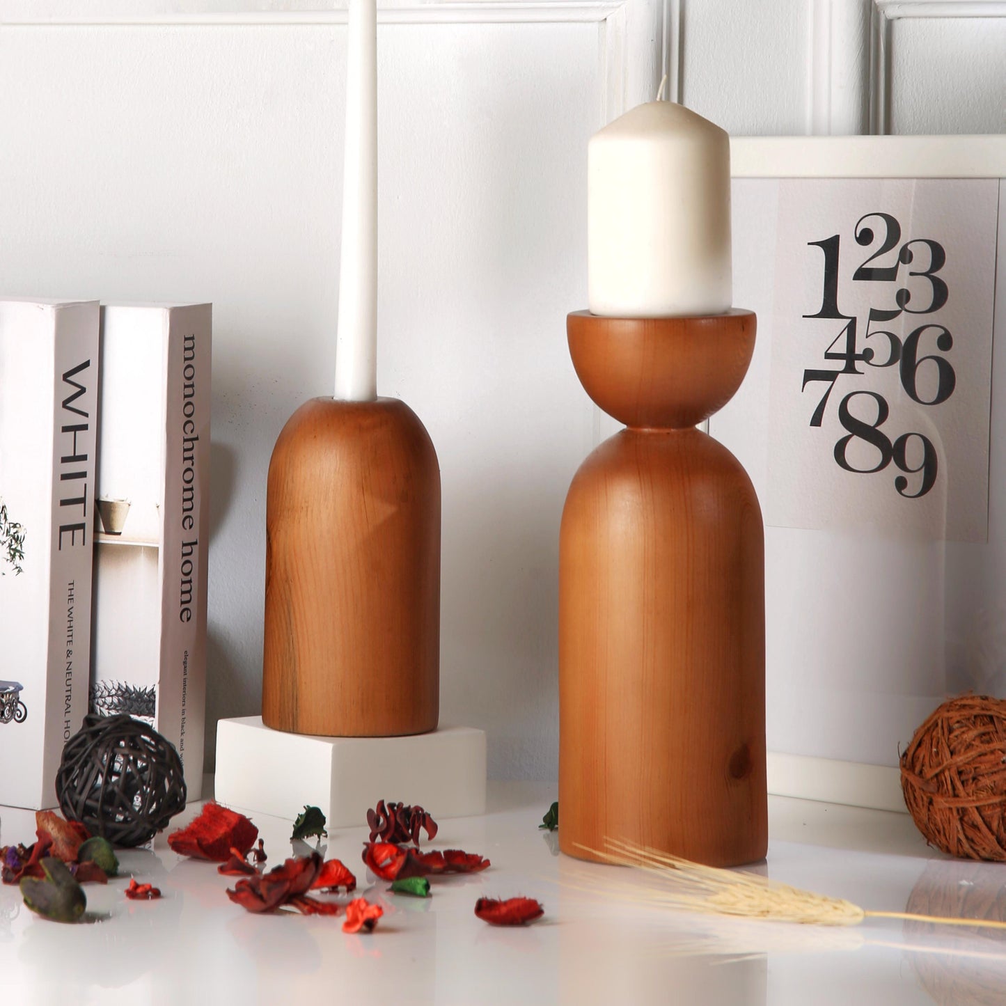 wood Candle holder set