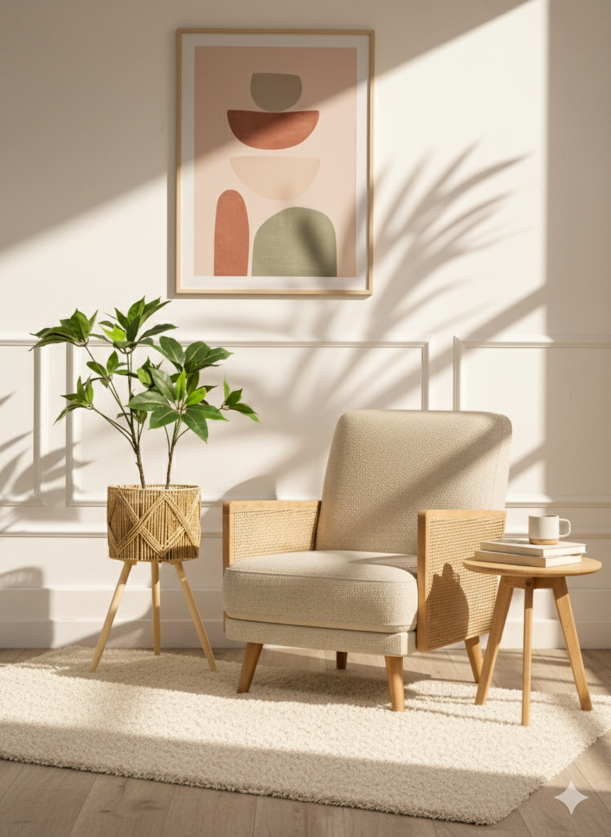 rattan standing planter