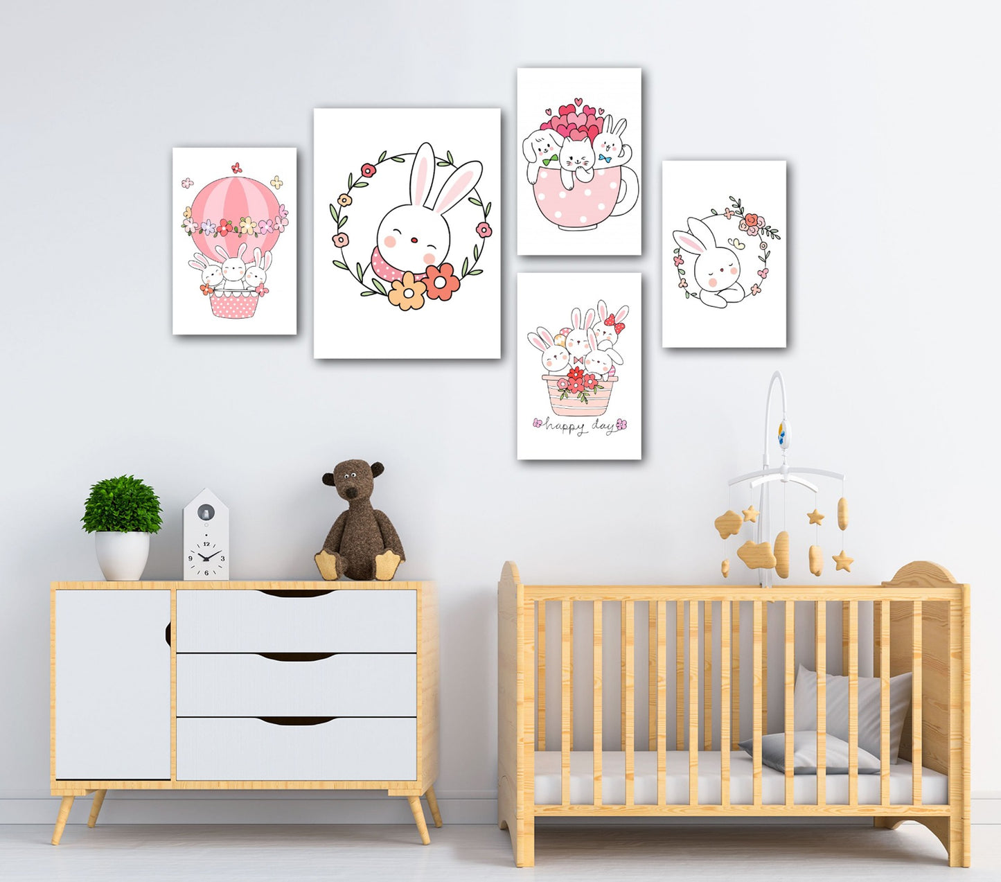 kids room wall tableau set Animals girls