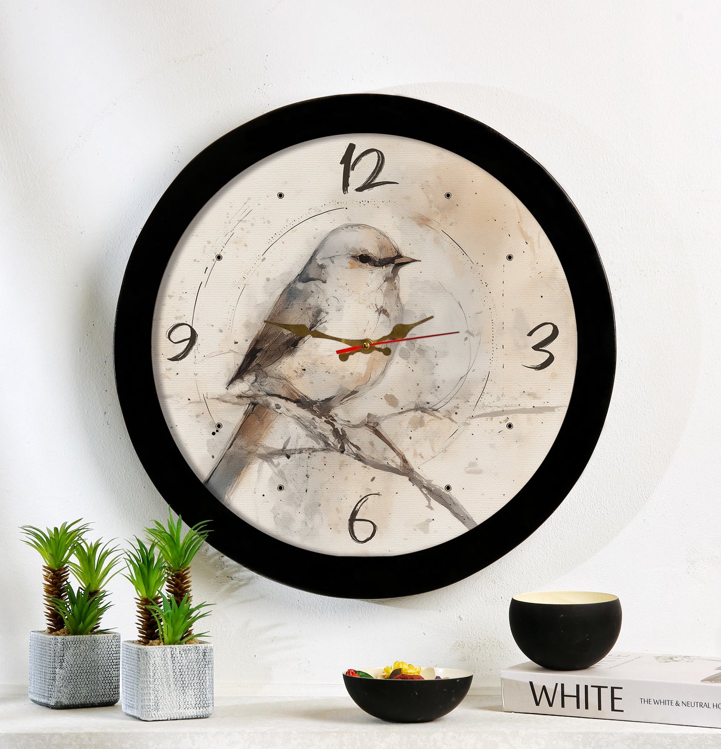 Wall clock with resin frame and glass cover