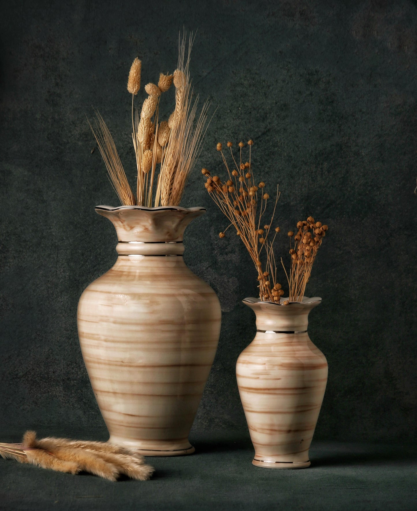 Porcelain marble color vase set