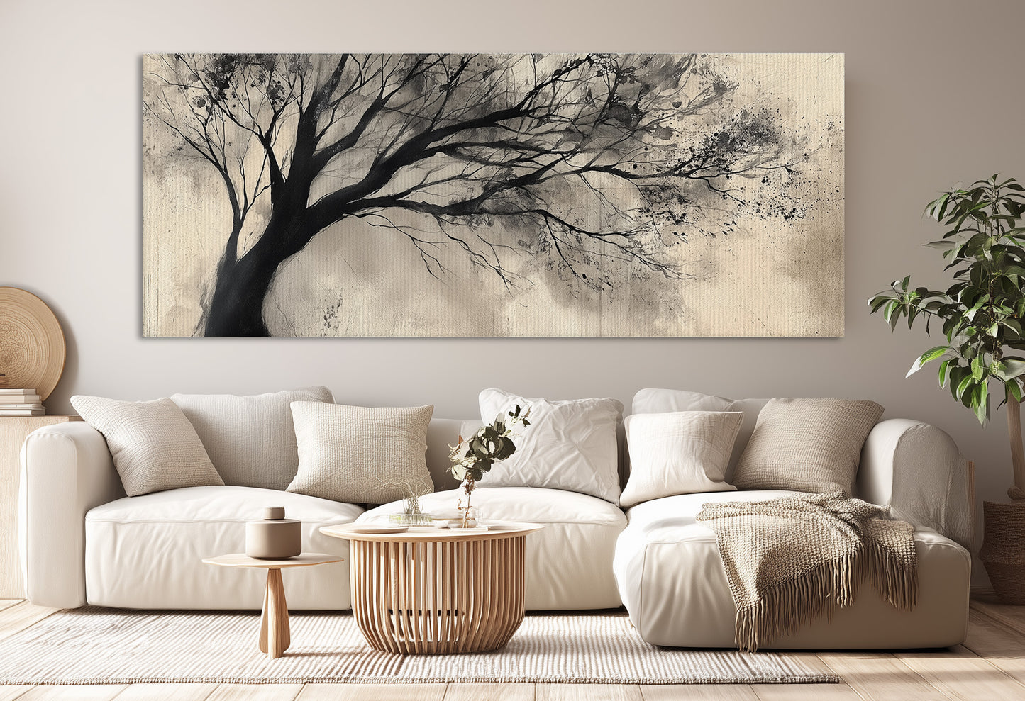 Silhouette tree canvas printed tableau