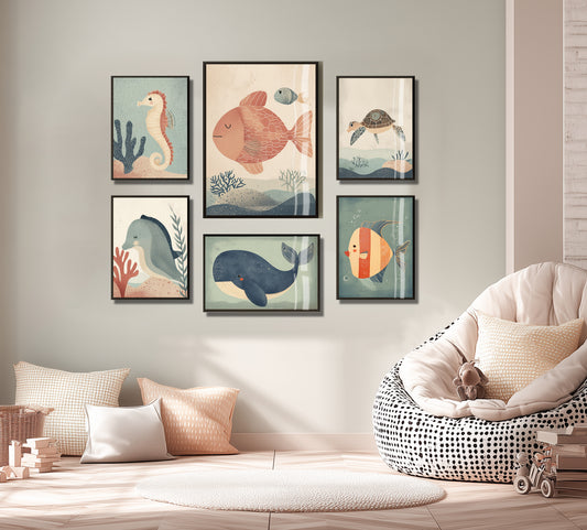 Animal set with Frame & Glass Cover