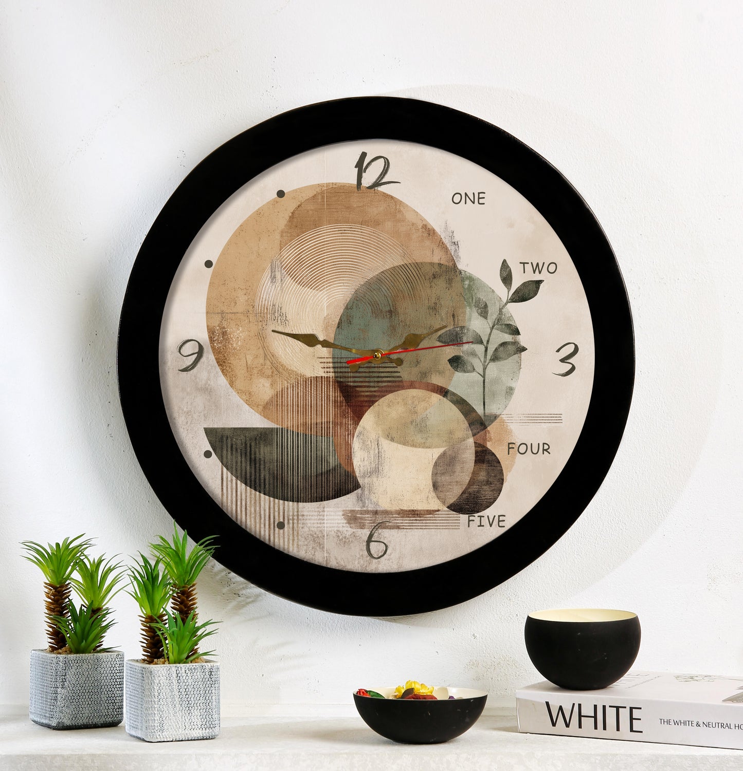 Boho Wall clock with resin frame and glass cover