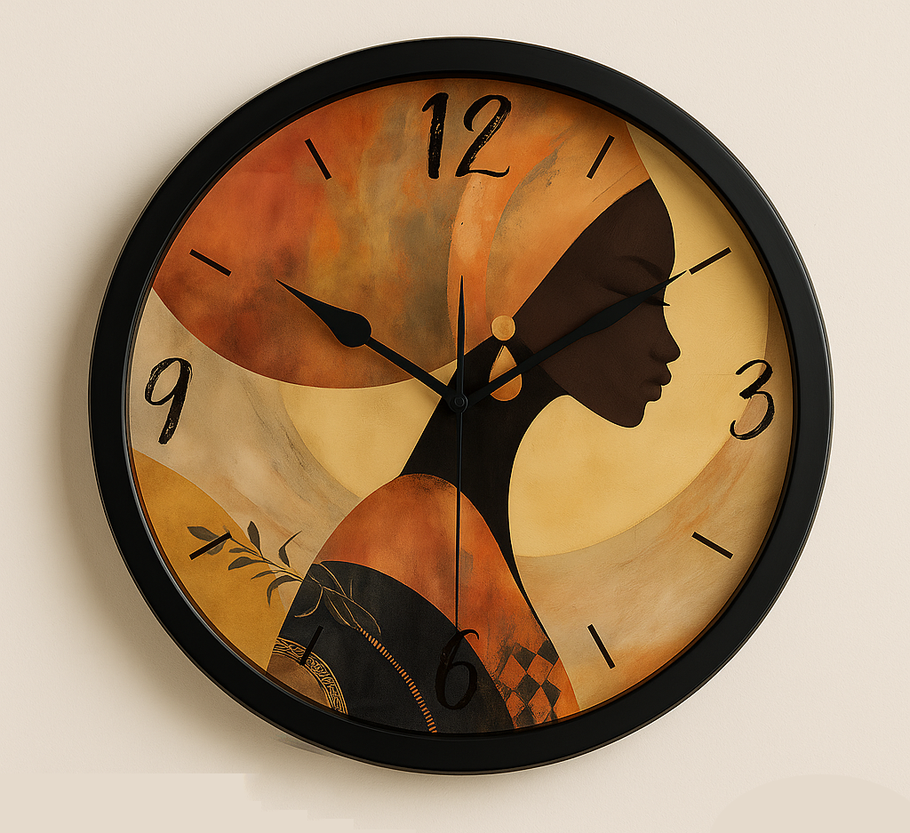 Boho Wall clock with resin frame and glass cover