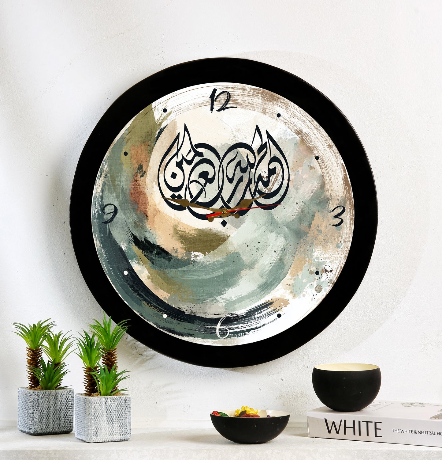 Wall clock with resin frame and glass cover