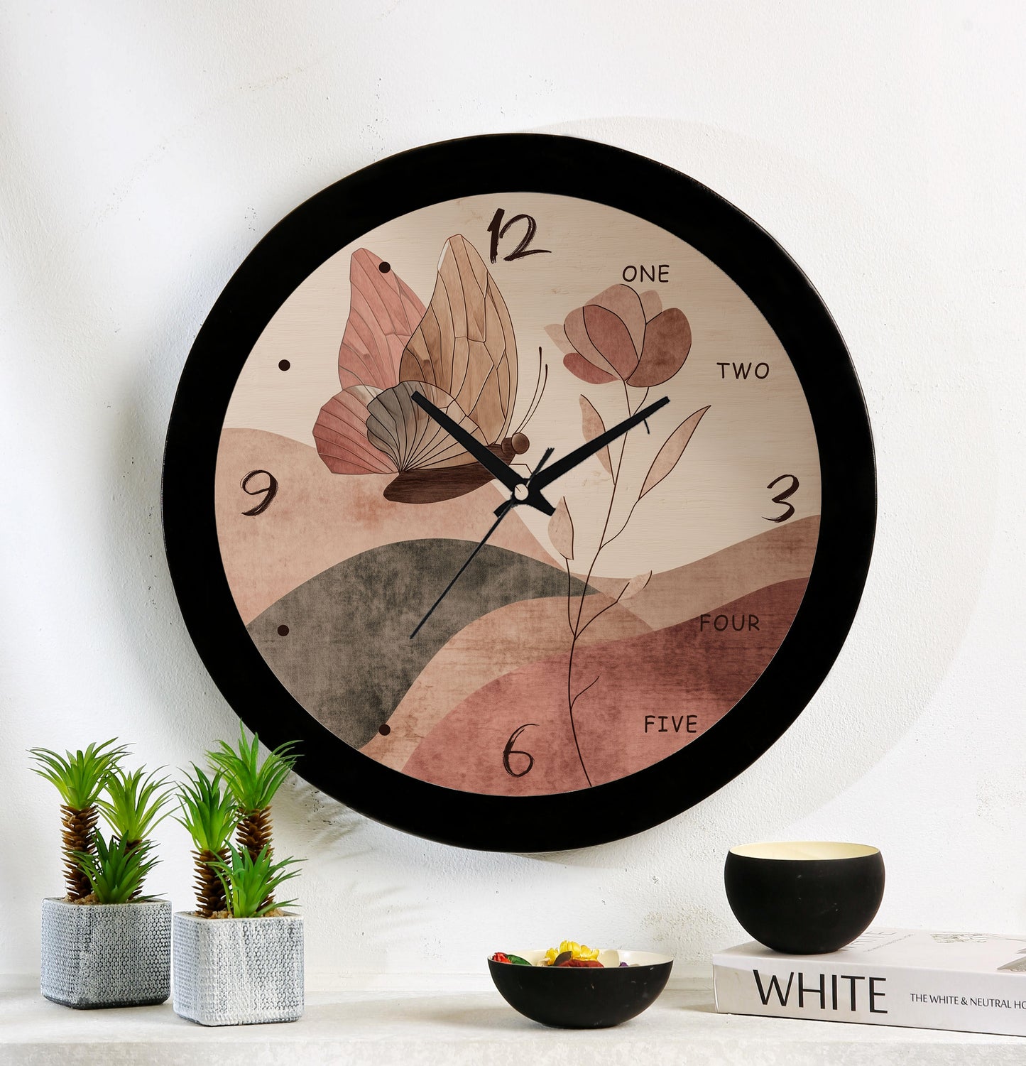 Wall clock with resin frame and glass cover