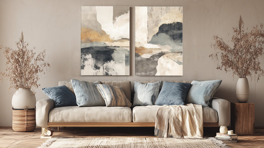 abstract canvas printed  double tableau