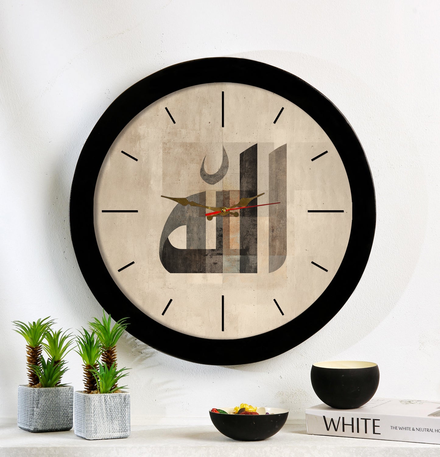 Islamic Wall clock with resin frame and glass cover