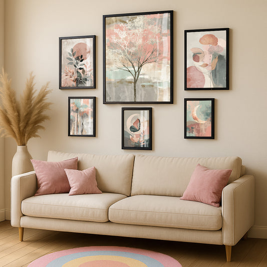 Pink Collection with Black Frame & Glass Cover