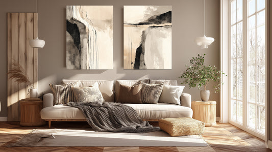 minimal boho canvas printed  double tableau