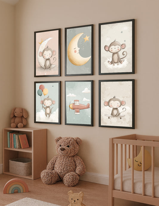 Animal set with Frame & Glass Cover