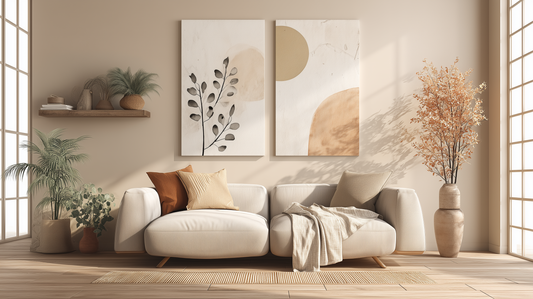 minimal boho canvas printed  double tableau