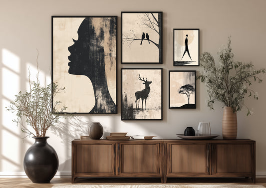 The Serene Silhouette Collection with Black Frame & Glass Cover