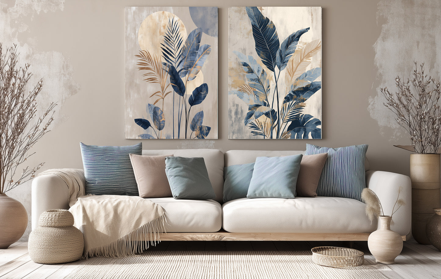 boho canvas printed  double tableau