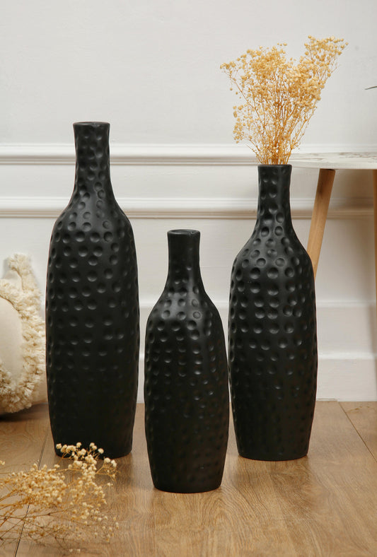 Pottery floor vases set