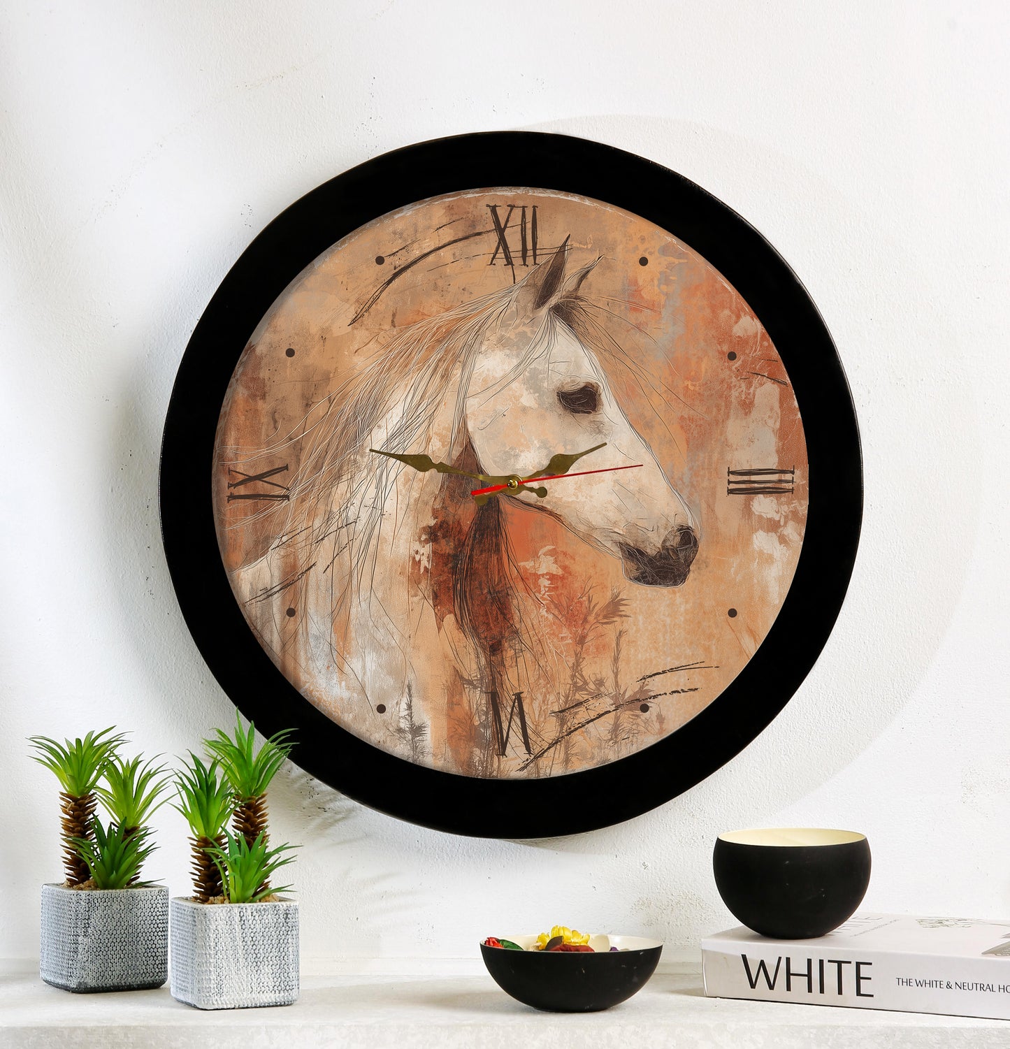 Wall clock with resin frame and glass cover