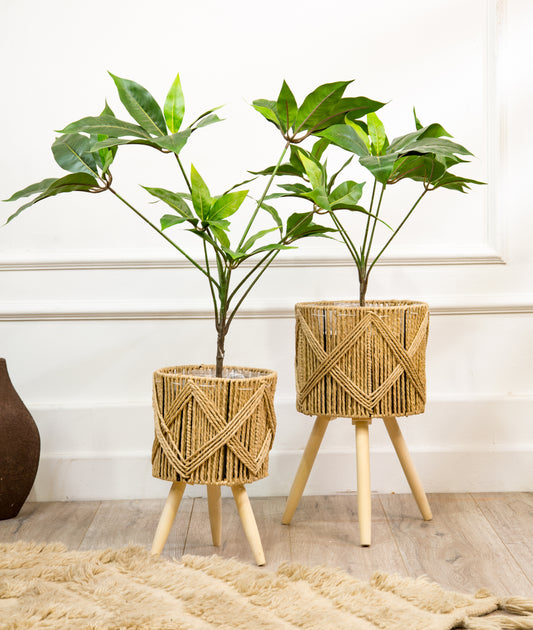 rattan standing planter