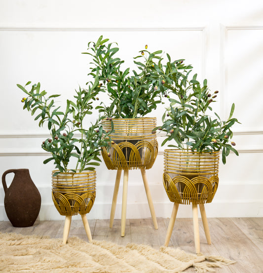 rattan standing planter