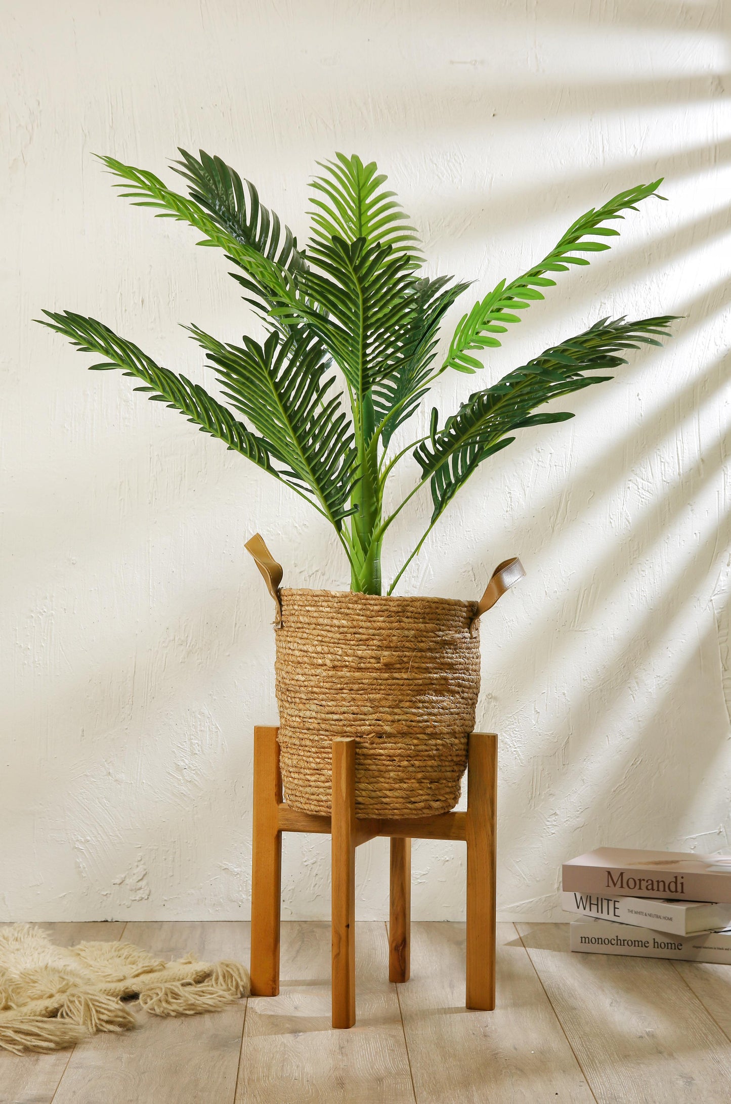 Areca Artificial plant with wood stand