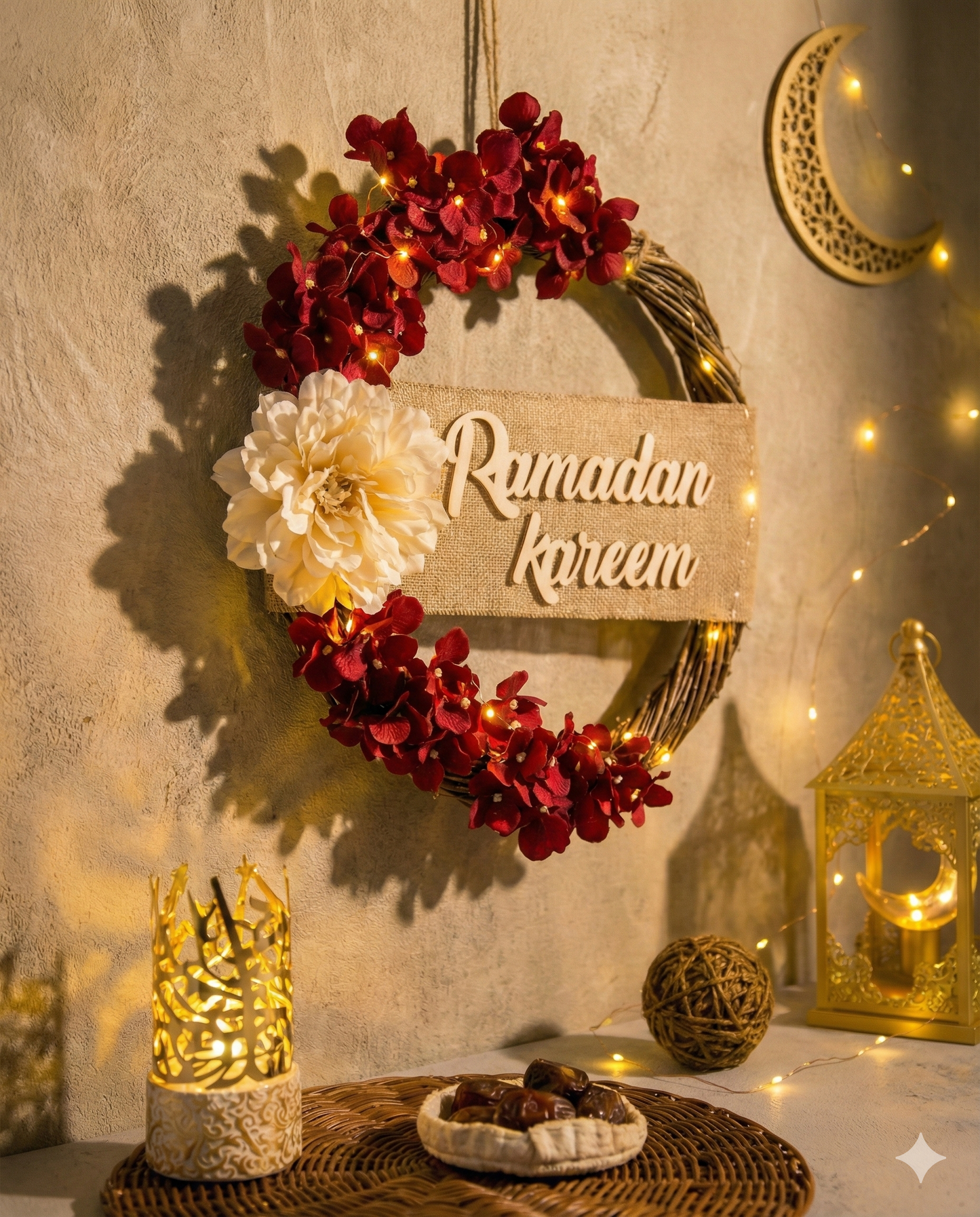 light Wreath for Ramadan (dark red color)