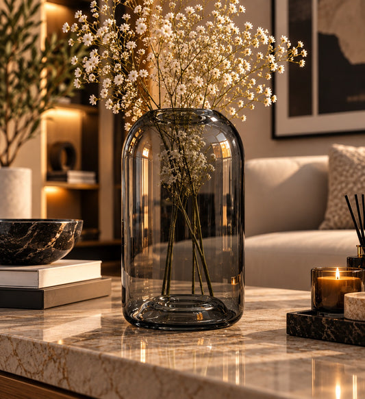 Smoky Capsule Glass Vase