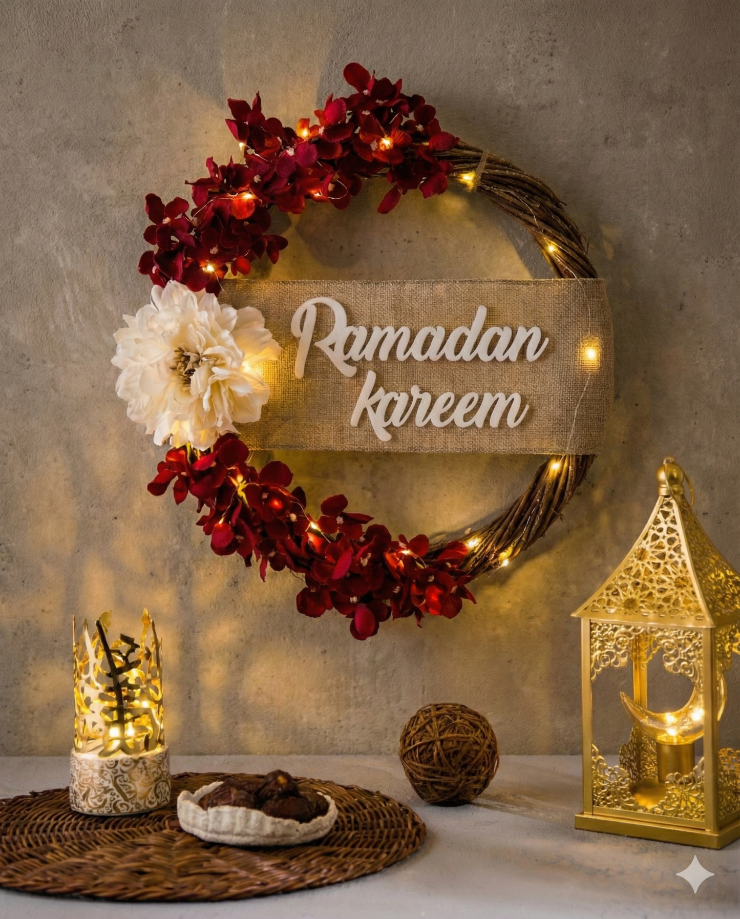 light Wreath for Ramadan (dark red color)