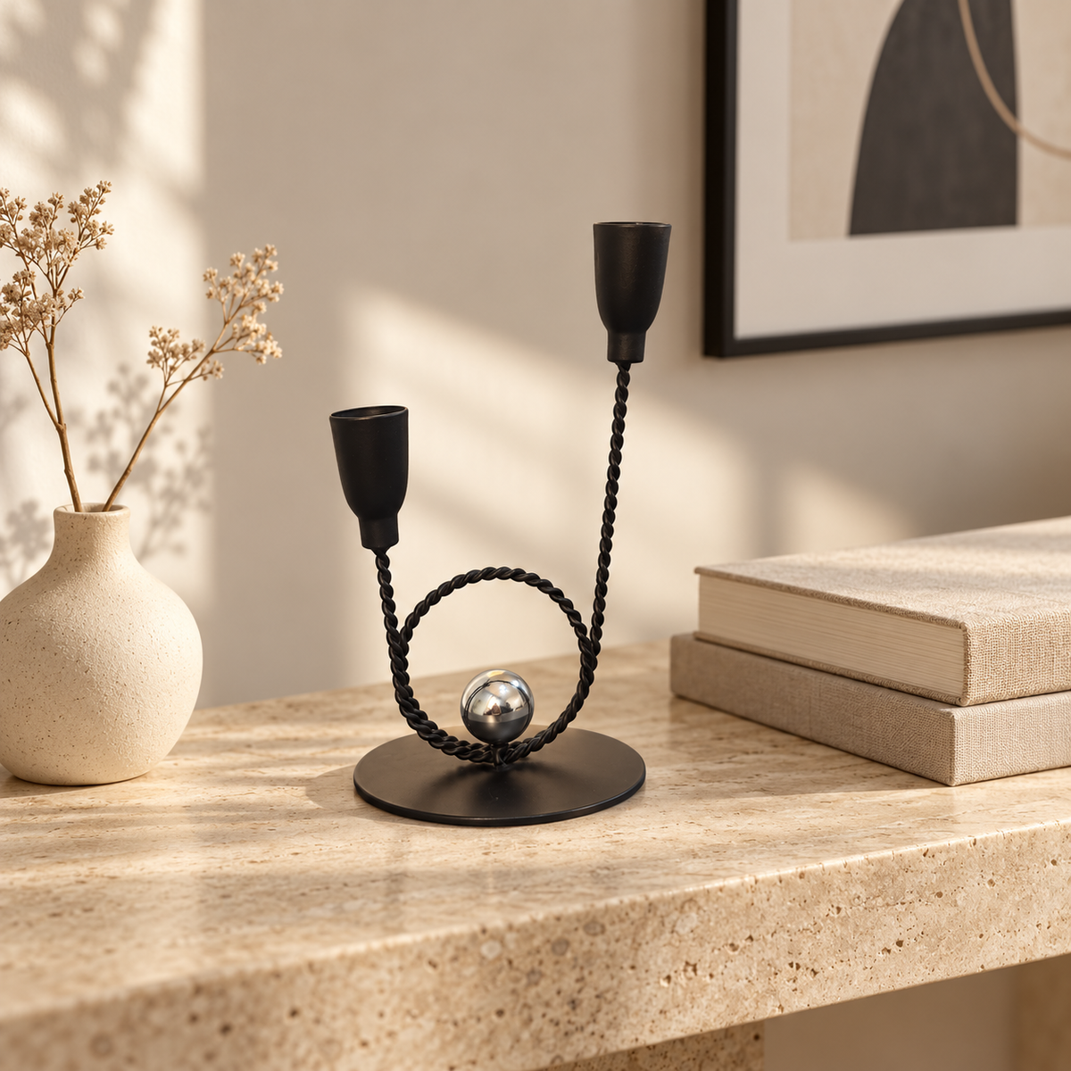 Black Twist Candle Holder