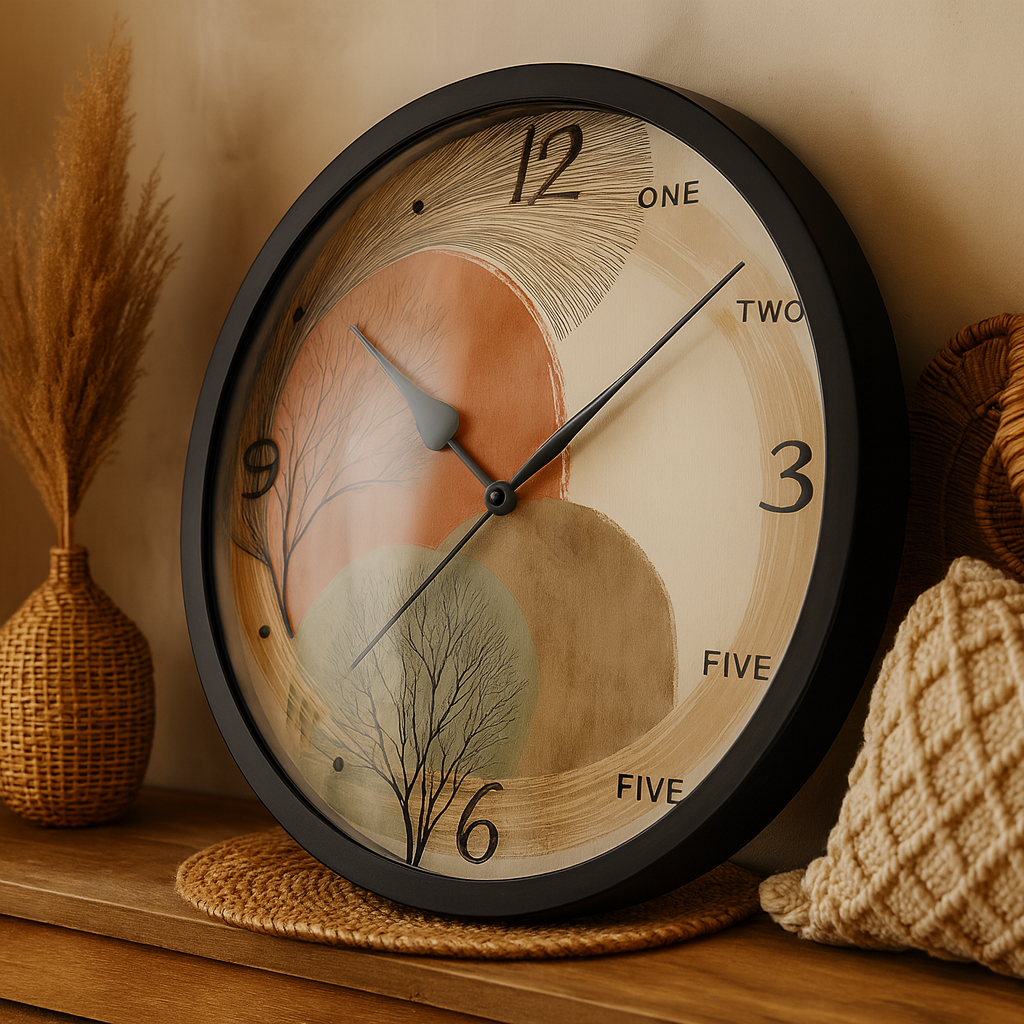 Wall clock with resin frame and glass cover