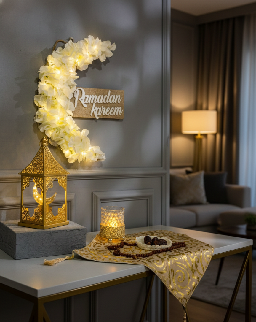 Crescent of Ramadan off white color