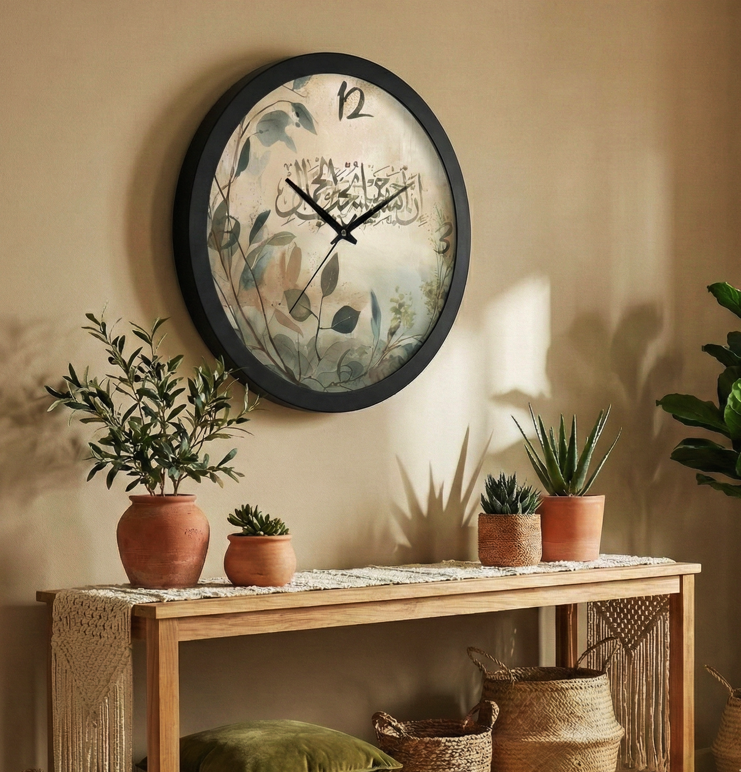 Islamic Wall clock with resin frame and glass cover