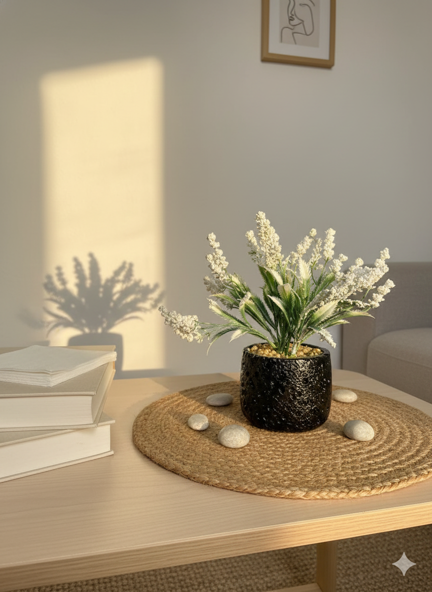 Coral stone Pot with baby flower