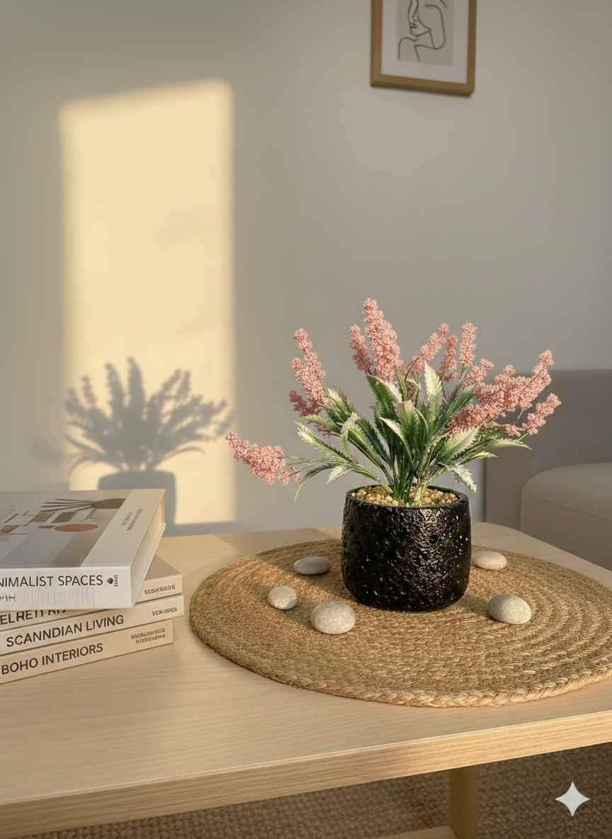 Coral stone Pot with baby flower