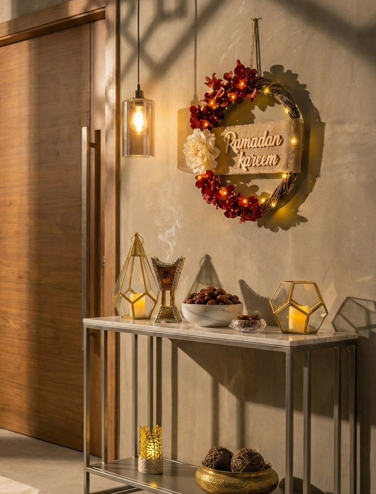 light Wreath for Ramadan (dark red color)