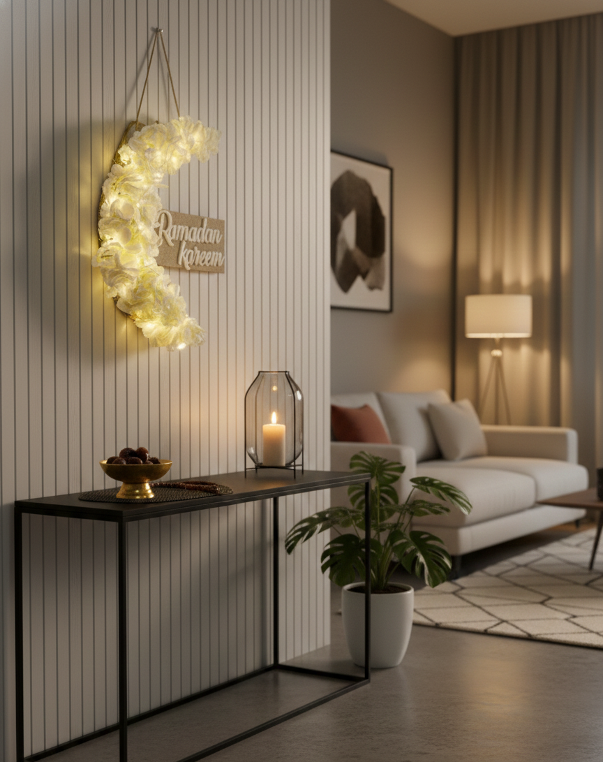 Crescent of Ramadan off white color