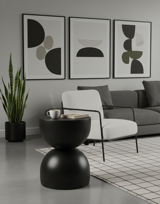 Black Hourglass Table
